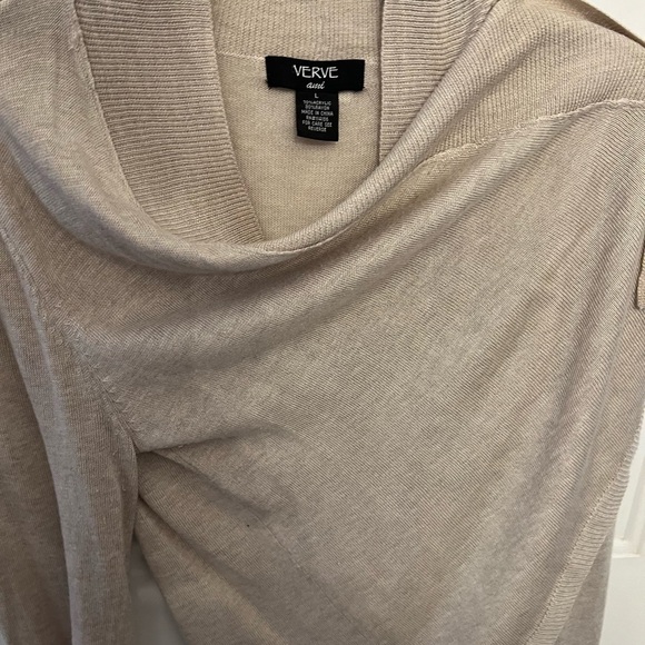 Classic Drape Front Cardigan. Rayon Acrylic Knit - Picture 3 of 4